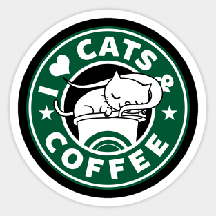 I Love Cats And Coffee Cute Cat Lover And Coffee Drinker Gift Sticker